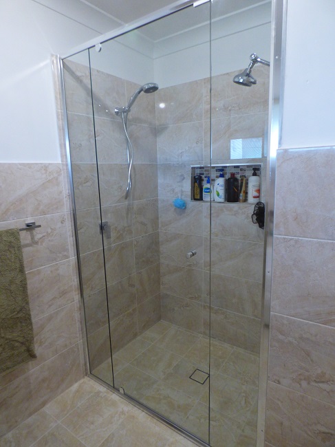 Photos of a modern style bathroom renovation at Ellalong