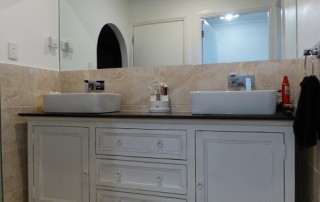 Photos of a modern style bathroom renovation at Ellalong