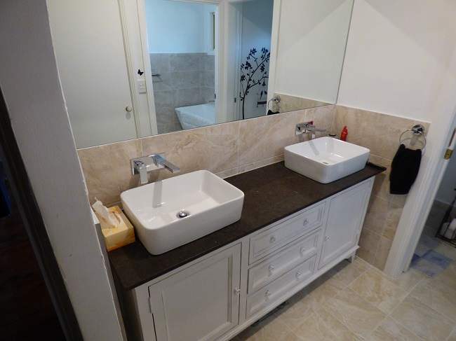 Photos of a modern style bathroom renovations at Ellalong